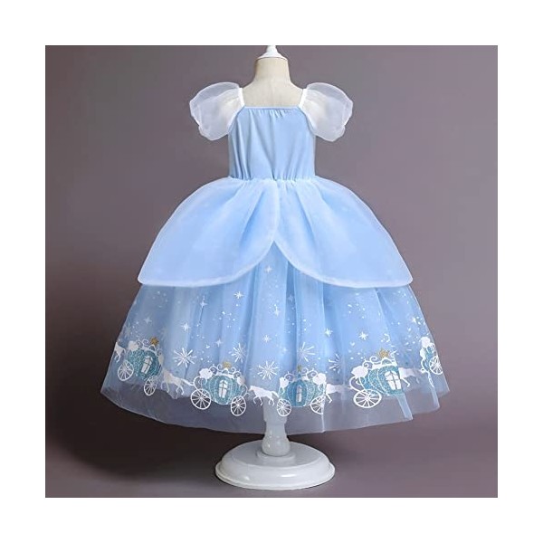 OBEEII Déguisement Cendrillon Enfant Fille Robe de Princesse Cinderella Costume Cosplay Conte de Fée Robe de Soirée Halloween