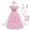 IBTOM CASTLE Déguisement Elsa Robe de Princesse Enfants Filles Anna Elsa Reine Déguisement Glace Neiges Costume et Accessoire