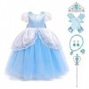 IBAKOM Fille Robe Princesse Cendrillon Costume Déguisement Conte Fées Sophia Raiponce Cosplay Halloween Carnaval Noël Habille