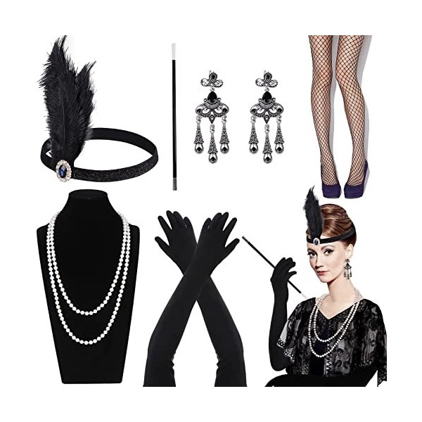 Charleston Femme Great Gatsby Noir-Doré -  - 100% belge -  Déguisements - Tenues de Carnaval - Créations des Ballons - Fête Thématiques