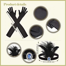 FLOTRUTE 6 pièces 1920 Déguisement Charleston,1920 Accessoires Années Halloween,Accessoires Gatsby Costume,Gatsby Costume Set