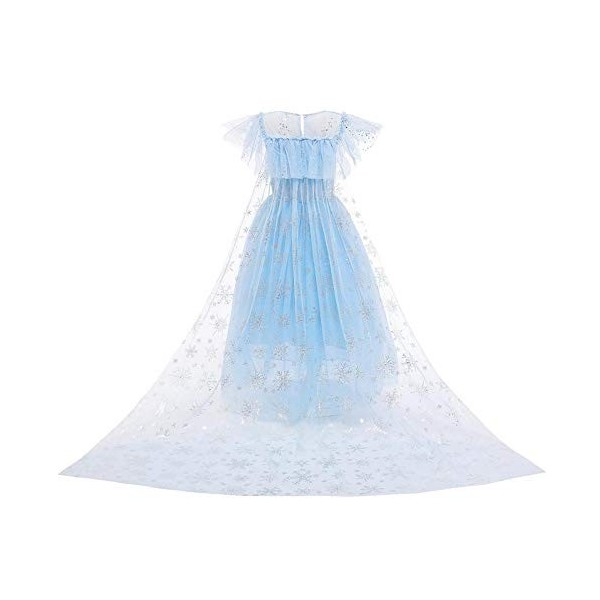 Reine des Neiges Elsa Costume pour fille et enfant Robe en tulle avec accessoires Princesse des Neiges Déguisement Carnaval N