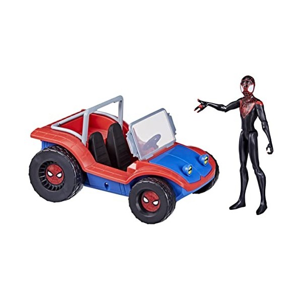 Spider-Man Marvel, Spider-Mobile, véhicule et Figurine Miles Morales à léchelle de 15 cm, Jouets Marvel, dès 4 Ans