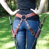 HARTI Ceinture Fourreau De Sabre Double en Cuir Ceinture Fourreau De Cimeterre Médiéval Harnais LARP Accessoire Chevalier Cei