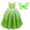 IDOPIP Deguisement Robe Princesse Tiana Enfant Fille, Costume Classique Princess and the Frog pour Anniversaire Fete Hallowee