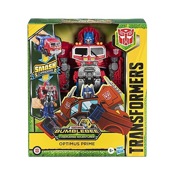 Transformers Bumblebee Cyberverse Adventures Dinobots Unite Smash Changer Optimus Prime Figurine 22,5 cm F8067 Multicolore