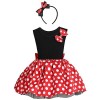 IBTOM CASTLE Tutu pour bébé fille à pois avec nœud nœud et mini oreillettes de souris, déguisement pour fête danniversaire, 