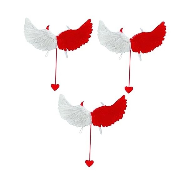 Toyvian 3 Pièces Aile Halloween Pour Rouge Blanc Up Valentines Accessoire Poule Costumes Photo Jeu De Rôle Ange Fantaisie Adu