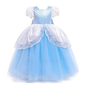 FYMNSI Filles Cendrillon Robe Déguisement Enfants Cinderella Princesse Costume Halloween Carnaval Cosplay Noël Soirée Cérémon
