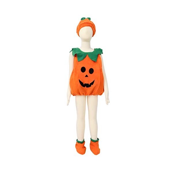 NUOBESTY Costume De Filles Enfants Halloween Costume De Citrouille Costume Chapeau De Citrouille Pyjamas Chaussures Halloween