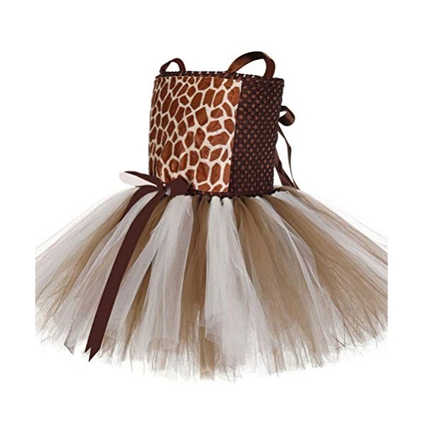 PRETYZOOM Costume de girafe pour enfant - Robe avec oreilles - Bandeau - Nœud papillon - Queue - Costume de carnaval - Festiv