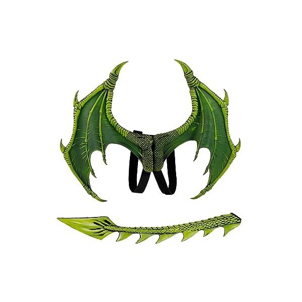 F Fityle Enfants Dragon Costume Cosplay Accessoires Confortable Cadeau Danniversaire Halloween Dinosaure Queue Aile Ensemble