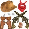 vamei 9 Pièces Cowboy Costume Accessoires Chapeau de Cowboy Bandana Ceinture Holsters Accessoires Déguisements Halloween Carn