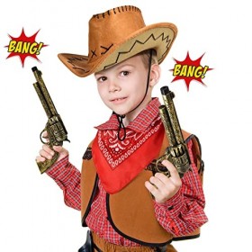 vamei 9 Pièces Cowboy Costume Accessoires Chapeau de Cowboy Bandana Ceinture Holsters Accessoires Déguisements Halloween Carn