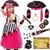 Tacobear Déguisement Pirate Enfant Fille Costume Pirate Fille avec Robe de Pirate Chapeau Carte Télescope Pirate Accessoires 