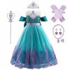 IWEMEK Filles Petite Sirène Ariel Costume Conte De Poisson Princesse Robe avec Accessoires Enfants Contes de Fées Cosplay Hal