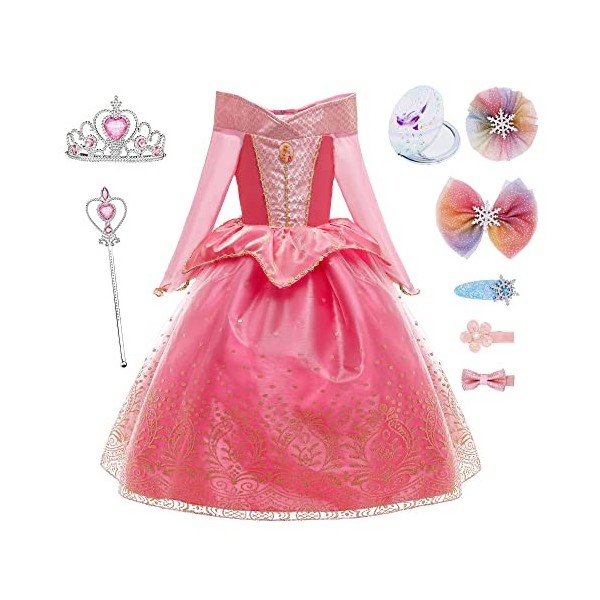 YOSICIL Filles Robe Princesse de Soirée Enfant Fille Fête Costume Demoiselle dhonneur Bal Baptême Communion Halloween Carnav