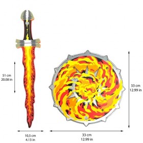 Liontouch - Set dÉpée et Bouclier Flamme pour Enfants | Jeu dImitation Médiéval en Mousse, Thème du Feu Rugissant | Armes e