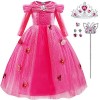 LiUiMiY Robe Princesse Fille Belle au Bois Dormant Deguisement Costume Aurore Enfant Papillon Carnaval Halloween Fêtes Noël A