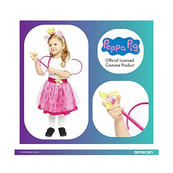 amscan Déguisement de princesse Peppa Pig officiel pour fille, rose, 3-4 ans