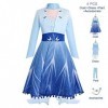 IWEMEK Déguisements Princesse Elsa Robe Filles Reine des Neige 2 Costume et Accessoires Manteau Pantalon Anniversaire Noël Ha