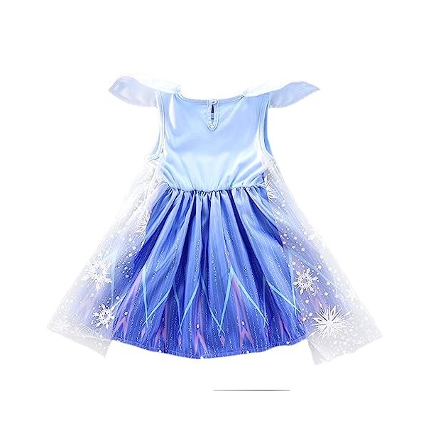 Lito Angels Deguisement Robe Reine des Neiges 2 Princesse Elsa Costume Aventure Bebe Fille avec Cape et Accessoires Taille 6-