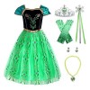 ReliBeauty Petites Filles Robe de Princesse Costume Vert avec Accessoires,5-6 ans/110