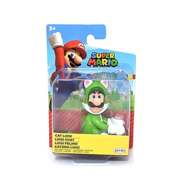 World of Nintendo - Super Mario - 09081 - Figurine articulée 6.3cm - Personnage Luigi Chat