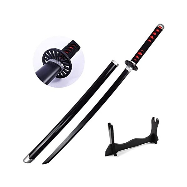 LIUD 104 Cm Katana Demon Slayer Tanjiro Sabre Japonais en Bois Cosplay Anime Samurai Ninja Wooden Sword Arme Sabre Japonais F