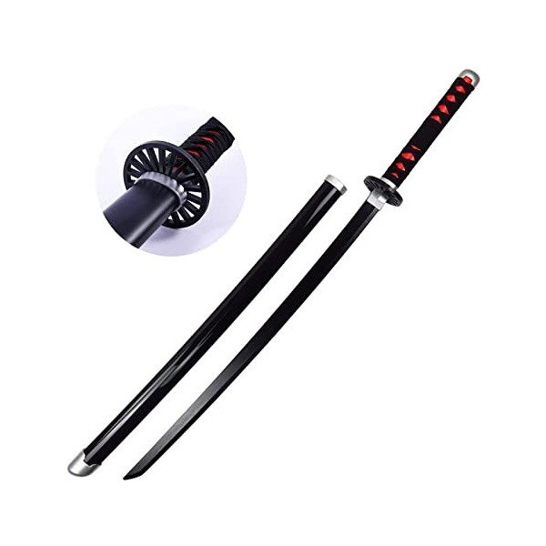 LIUD 104 Cm Katana Demon Slayer Tanjiro Sabre Japonais en Bois Cosplay Anime Samurai Ninja Wooden Sword Arme Sabre Japonais F