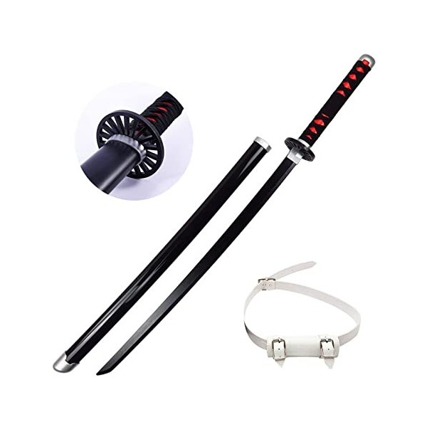 LIUD 104 Cm Katana Demon Slayer Tanjiro Sabre Japonais en Bois Cosplay Anime Samurai Ninja Wooden Sword Arme Sabre Japonais F