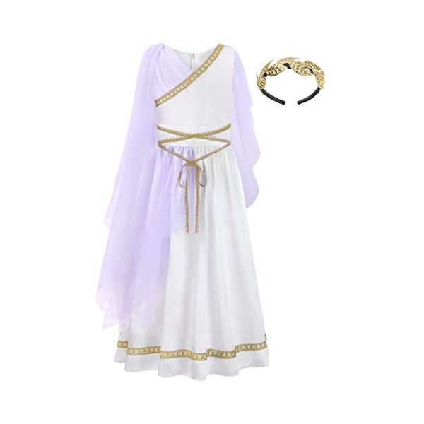 ReliBeauty Déguisement Déesse Grecque Costume pour Enfants Filles 4-5ans, 110