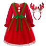 ReliBeauty Déguisement Mère Noël Robe Costume Lutin Rouge pour Enfants Filles 12ans, 150