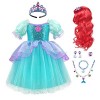 IWEMEK Filles Petite Sirène Ariel Costume Conte De Poisson Princesse Robe de fête avec Accessoires Enfants Contes de Fées Hal