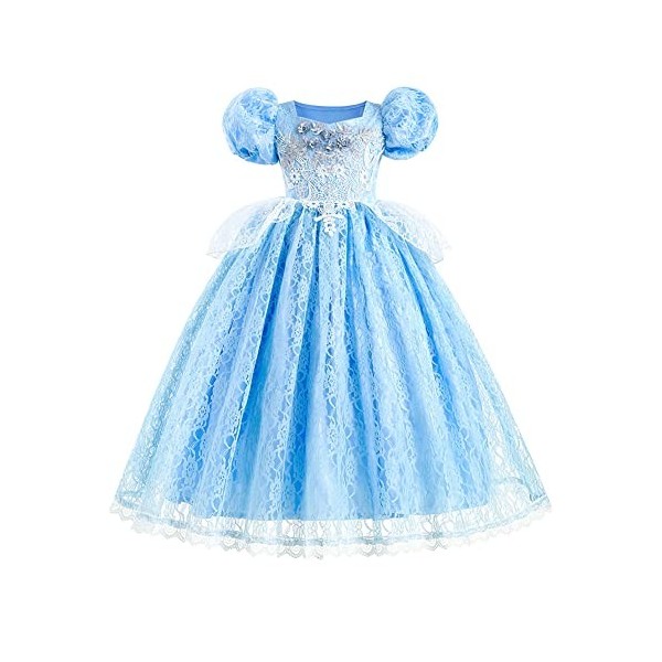 Déguisement de Princesse Cendrillon pour Fille Enfants Cinderella Princesse Costume Halloween Carnaval Cosplay Noël Soirée Ro