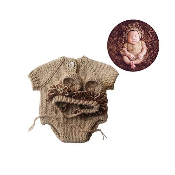 YeahiBaby Unisexe Bébé photographie accessoires mignon lion design photo séance photo tricot costume costumes 15 x 10 x 3 cm