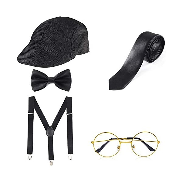 Haichen des années 1920 Hommes Gatsby Gangster Costume Accessoires Set - Gatsby Bande-dannonce Béret Chapeau Bretelles Pré T