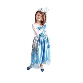 Black Sugar Traine Bleue Verte Magnifique Robe Princesse Elsa Anne La Reine des Neiges Fille 2/14 Ans Adolescente Fêtes Dégui