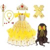 MRLTOP Belle Princess Dress Up Girls Dress Up Set La Belle et la Bête Enfants Costume Déguisement Princesse avec Couronne Orn