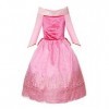 JerrisApparel Fille Princesse Aurora Costume Élégant Tulle Fête Robe Aurore Rose avec Accessoires, 6 Ans 