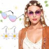 JeVenis Daisy Hippie Costume Accessoires pour femmes Collier signe de paix Boho Retro Bandeau marguerite 60s 70s Hippie Acces
