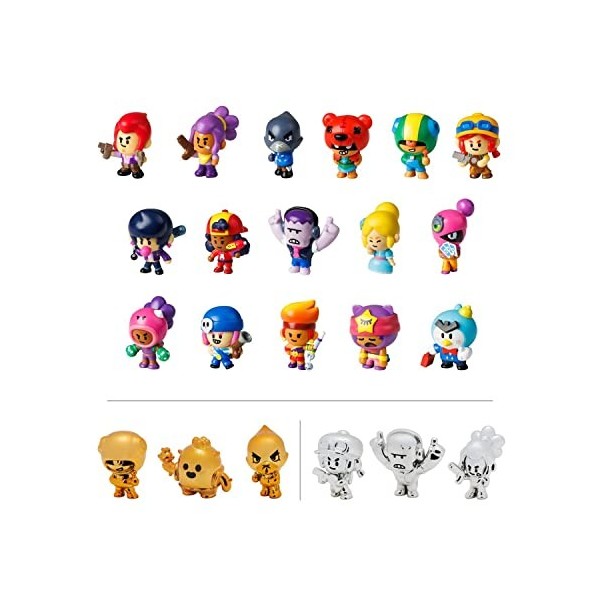 Brawl Stars P.M.I Collectible Figures - 5 Pack -Including 1 Rare Hidden Character S1 Random BRW2040 