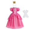 Lito Angels Deguisement Robe Princesse Daisy avec Couronne et Gants pour Enfant Fille Taille 4-5 ans, Jaune étiquette en tis