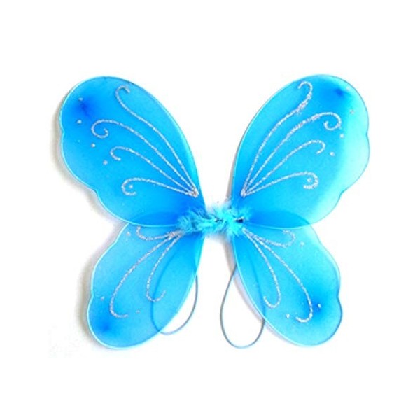 Ailes de papillon - accessoire de costume - déguisement - carnaval - halloween - théâtre - fée - bleu clair - fille - 3-7 ans