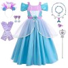 Robe Princesse Fille, Sirène Costume Déguisement Enfant, Robe Princesse Sirène avec Accessoires, Robe Fête Anniversaire pour 