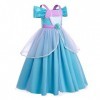 IWEMEK Filles Petite Sirène Ariel Costume Conte De Poisson Princesse Robe de fête avec Accessoires Enfants Contes de Fées Hal