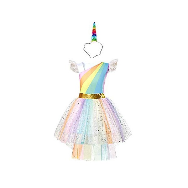 KIRALOVE Costume bandeau licorne - princesse - fée - arc en ciel multicolore - fille - carnaval - halloween - déguisement - a