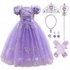 OBEEII Déguisement Cendrillon Enfant Fille Robe de Princesse Cinderella Costume Cosplay Conte de Fée Robe de Soirée Halloween