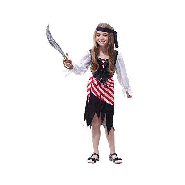 Lovelegis Taille XL 130-140 cm - Costume de Pirate - Petite Fille - Déguisement Carnaval Halloween Accessoires de Cosplay