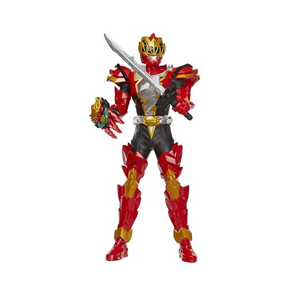 Power Rangers Dino Fury, Ranger Rouge Attaque tournoyante, figurine électronique de 30 cm, 2 accessoires, dès 4 ans